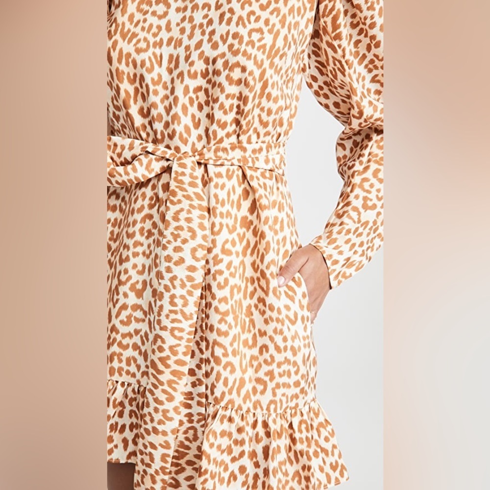 ULLA JOHNSON ROSARIO SILK LEOPARD PRINT MINI DRESS WITH PUFF SLEEVES SIZE 4 - Picture 7 of 16